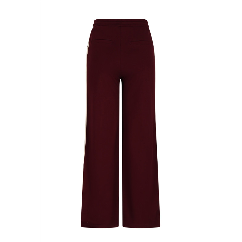 NoBell' Sylvie Travellers Interlock Pants Wide Leg with contrast sideseam Dark Bordeaux