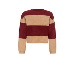 NoBell' Kate Colorblock Soft Knitted Sweater Dark Bordeaux