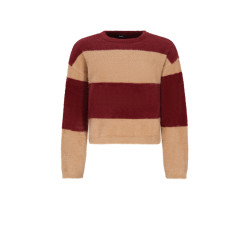 NoBell' Kate Colorblock Soft Knitted Sweater Dark Bordeaux