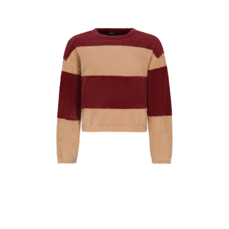NoBell' Kate Colorblock Soft Knitted Sweater Dark Bordeaux