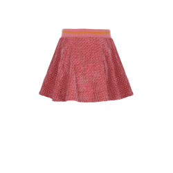 NoNo Nacey Flared Velvet AOP skirt Sunset Pink