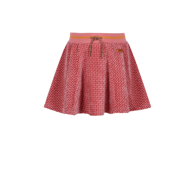NoNo Nacey Flared Velvet AOP skirt Sunset Pink
