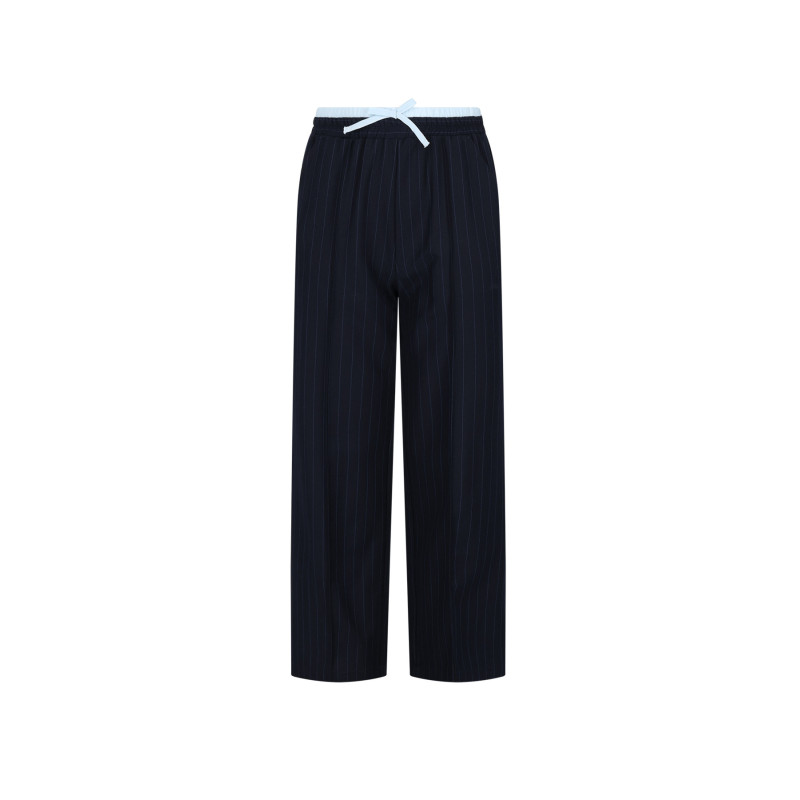 NoNo Sarah Pinstripe Pants with contrast waistband Navy Blazer