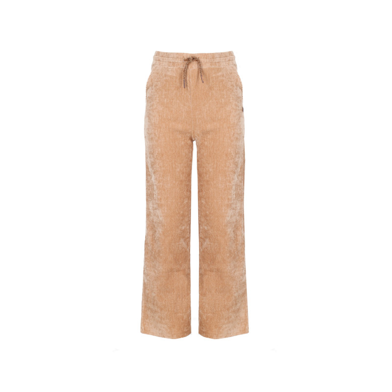 NoNo Sayla Wide Leg Velvet Stretch Pants Taupe