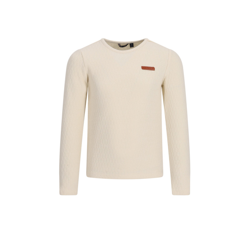 NoNo Kyas Melange Cable Jersey Tshirt Pearled Ivory