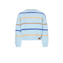 NoNo Keson Fluffy Soft Knitted Striped Sweater Ice Cold Blue