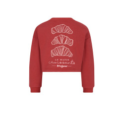 NoNo Kuya soft furry cropped sweater Croissant print Samba Red