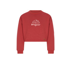 NoNo Kuya soft furry cropped sweater Croissant print Samba Red