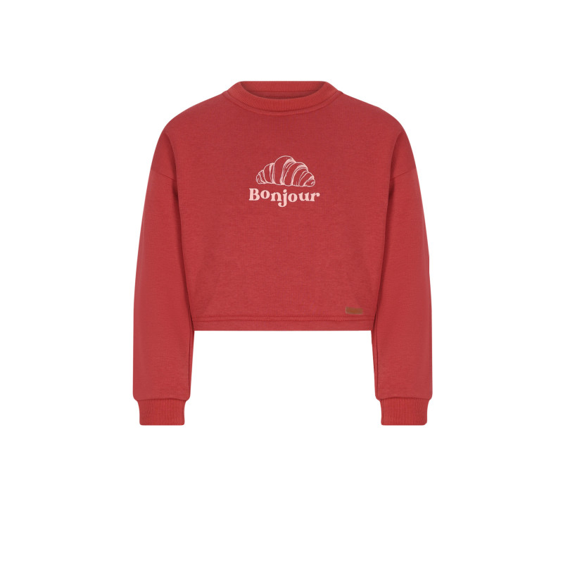 NoNo Kuya soft furry cropped sweater Croissant print Samba Red