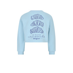 NoNo Kuya soft furry cropped sweater Croissant print Ice Cold Blue