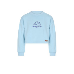 NoNo Kuya soft furry cropped sweater Croissant print Ice Cold Blue