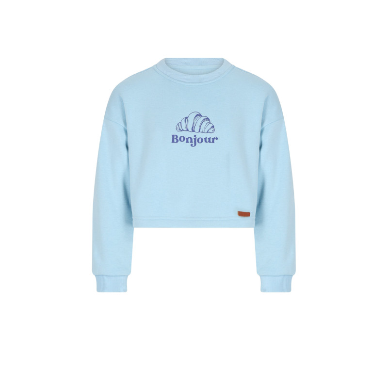 NoNo Kuya soft furry cropped sweater Croissant print Ice Cold Blue