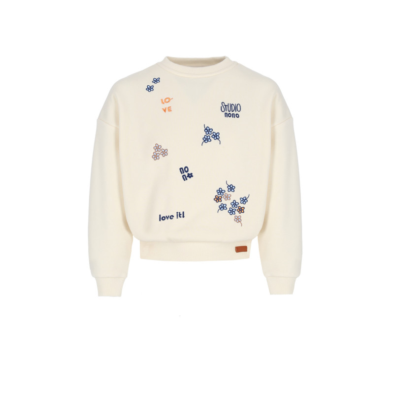 NoNo Konono soft furry sweater with embro Pearled Ivory
