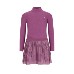 Like Flo Miley Flo girls combi dress with plisse glitter skirt Purple mauve