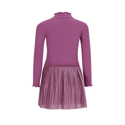 Like Flo Miley Flo girls combi dress with plisse glitter skirt Purple mauve