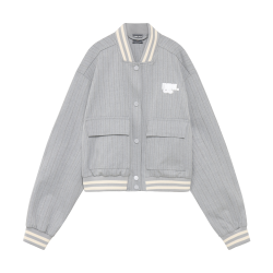 Indian Blue Jeans Jacket Pinstripe Stone Grey