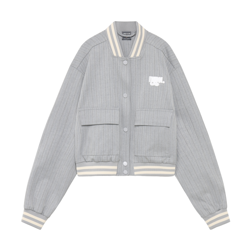 Indian Blue Jeans Jacket Pinstripe Stone Grey