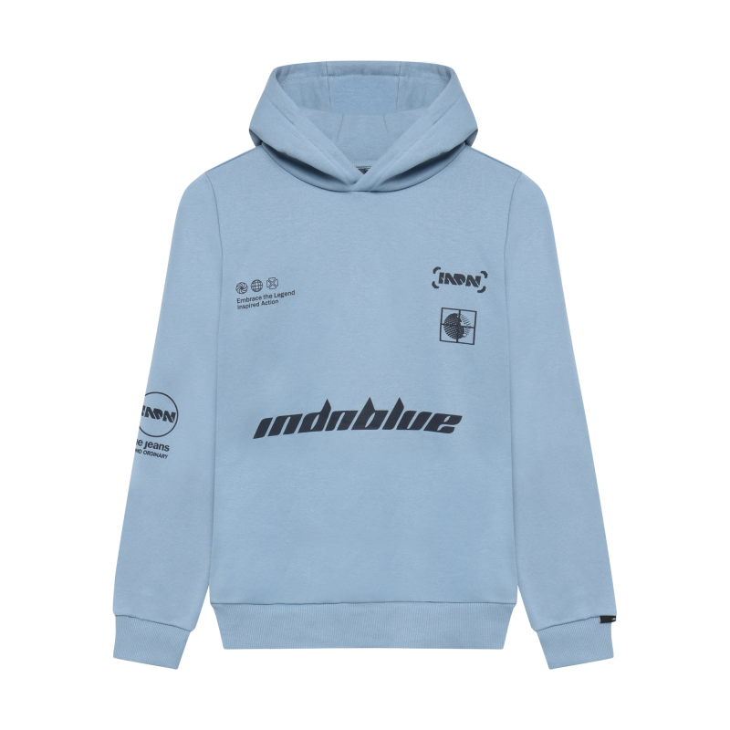Indian Blue Jeans Hoodie Indian Blue Brushed  Mid Blue Ash