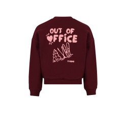 NoNo Konono Soft Furry Sweat Out of Office print Bordeaux