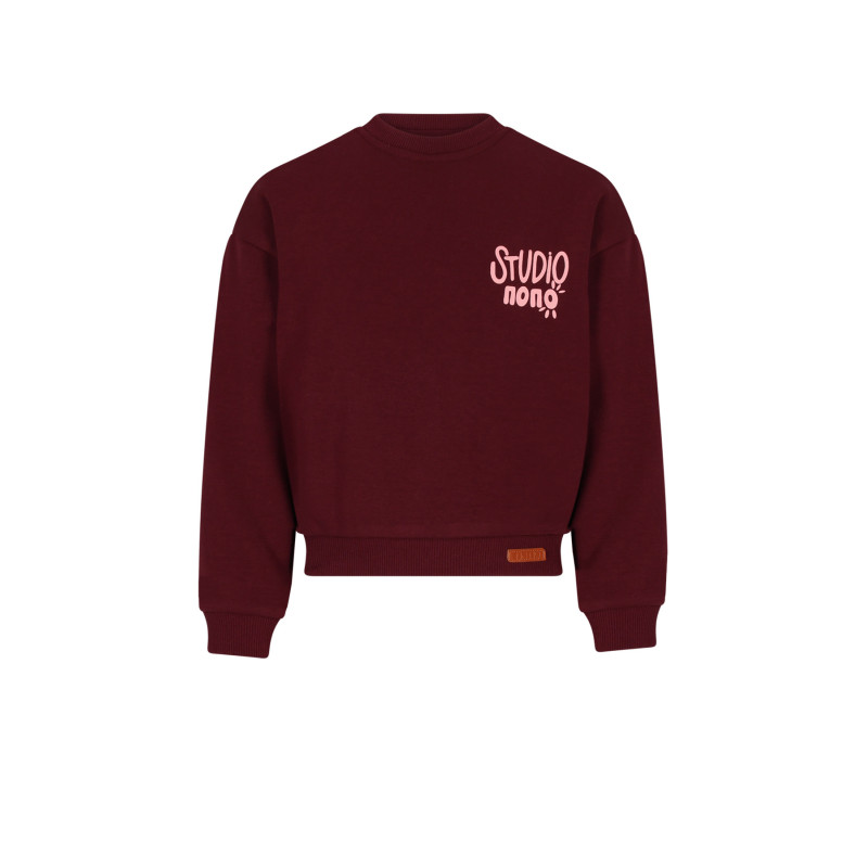 NoNo Konono Soft Furry Sweat Out of Office print Bordeaux
