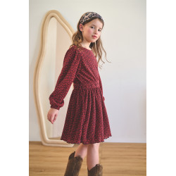 NoNo Mamai Autumn Flower Plissee Dress Bordeaux