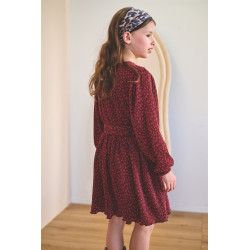 NoNo Mamai Autumn Flower Plissee Dress Bordeaux
