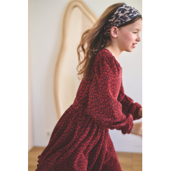 NoNo Mamai Autumn Flower Plissee Dress Bordeaux