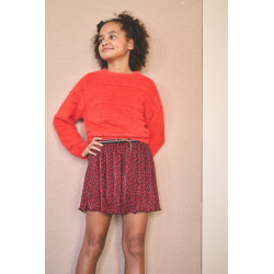 NoNo Nima Autumn Flower Plissee Skirt Bordeaux