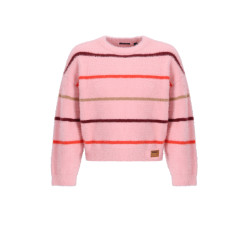 NoNo Keson Fluffy Soft Knitted Striped Sweater Peaches 'N Cream