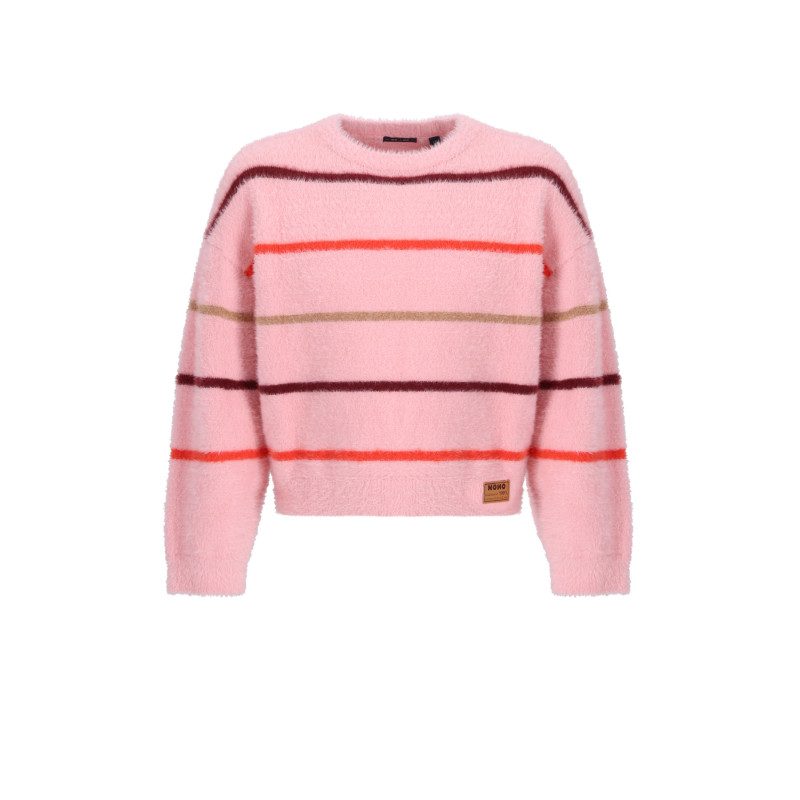 NoNo Keson Fluffy Soft Knitted Striped Sweater Peaches 'N Cream