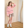 NoNo Keson Fluffy Soft Knitted Striped Sweater Peaches 'N Cream
