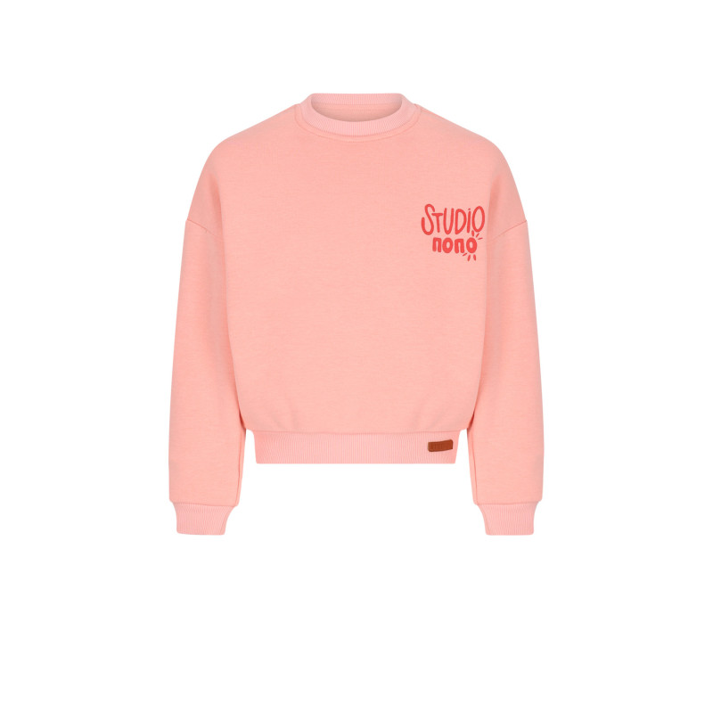 NoNo Konono Soft Furry Sweat Out of Office print Peaches 'N Cream