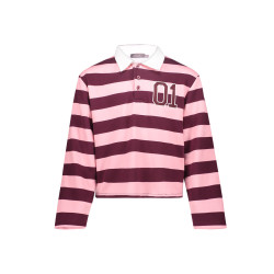 Geisha Sweat striped with collar burgundy/pink