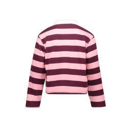 Geisha Sweat striped with collar burgundy/pink