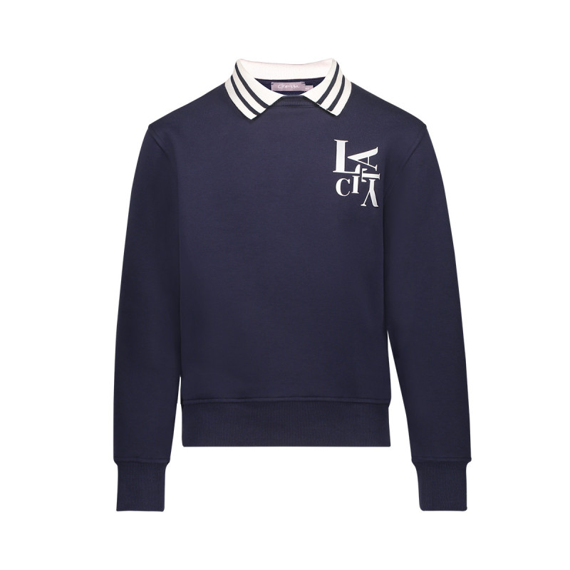 Geisha Sweat rib collar & backprint navy